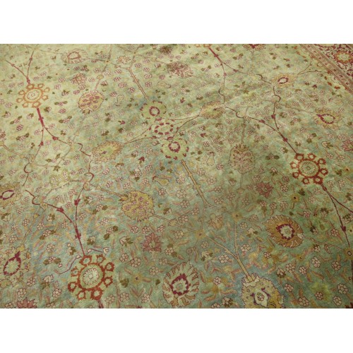 Green Background Persian Tabriz Rug No. j1615