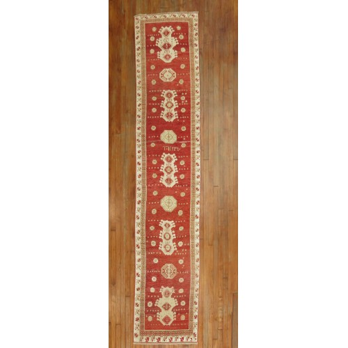 Red Antique Turkish Oushak Runner No. j1617