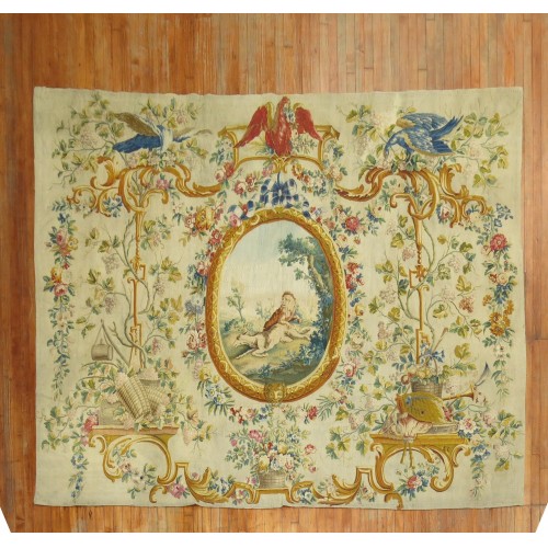  Silk and Wool 18th Century French Aubusson Tapestry Panel from France No. j1708