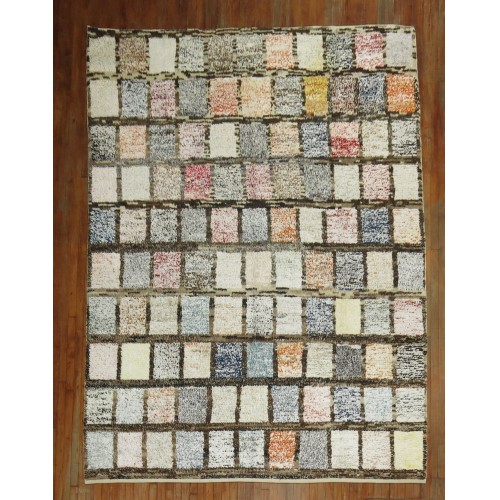 Vintage Inspired Turkish Tulu Multi Dimensional Box Design Rug No. j1812