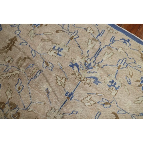 Beige Royal Blue Vintage Turkish Rug No. j1886