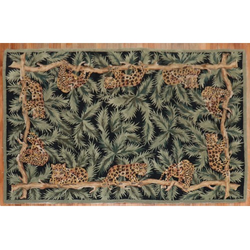 Wild Vietnamese Cheetah Hooked Rug No. j1965