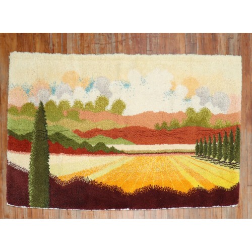 Swedish Rya Landscape Scenery Rug No. j1979