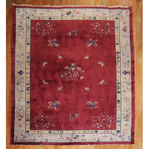 Burgundy Color Art Deco Oversize Rug No. j1992