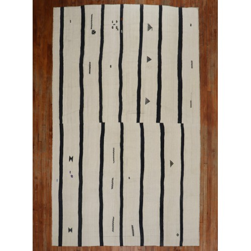 Ivory Black Room Size Kilim No. j2100