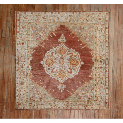 Square Antique Turkish Oushak Rug No. j2124