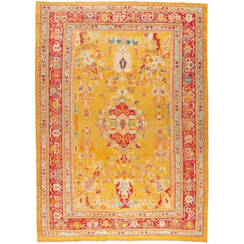 Sunny Yellow Antique Turkish Ghiordes Rug No. j2172