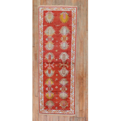 Bright Red Antique Turkish Oushak Runner No. j2207