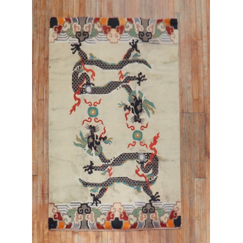 Dragon Tibetan Vintage Rug No. j2271