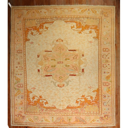 Large Antique Ivory Oushak Rug No. j2301