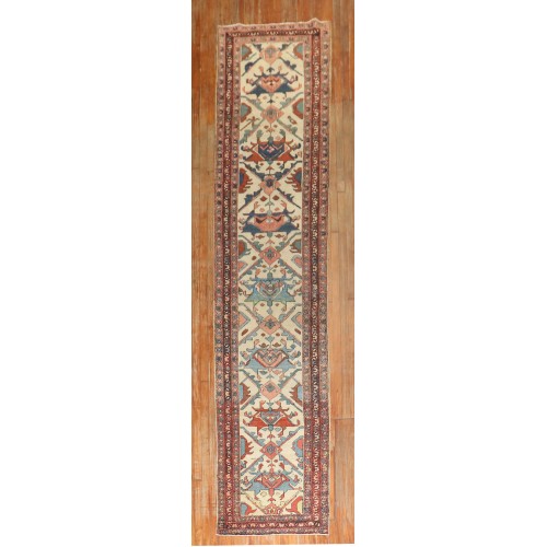 Ivory Persian Heriz Runner No. j2306