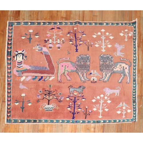 Vintage Persian Pictorial Rug No. j2392