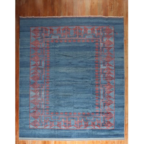 Oversize Contemporary Persian Blue Red Rug No. j2415