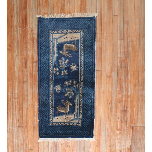 Antique Blue Chinese Reindeer Rug No. j2420