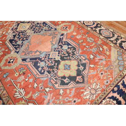 Antique Signed Heriz Large Scale Rug No. j2442