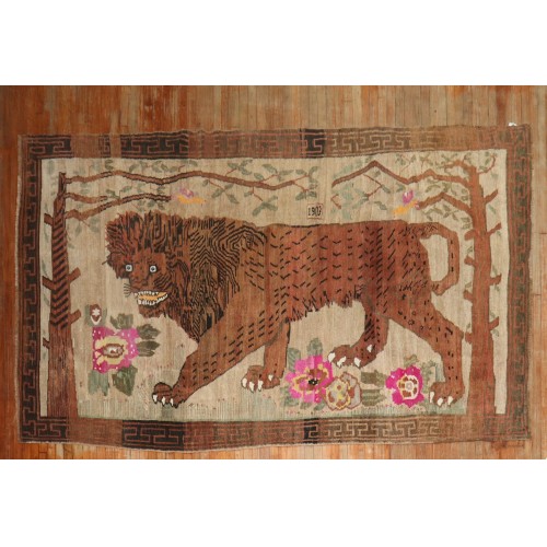 Rare Room size Lion Turkish Rug Dated 1903 No. j2574