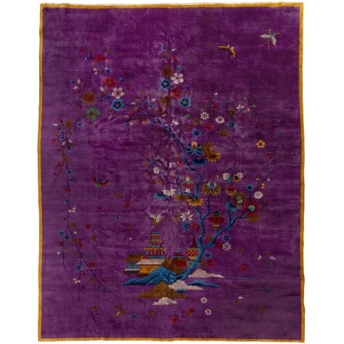 Purple Walter Nichols Chinese Art Deco Carpet No. j2604