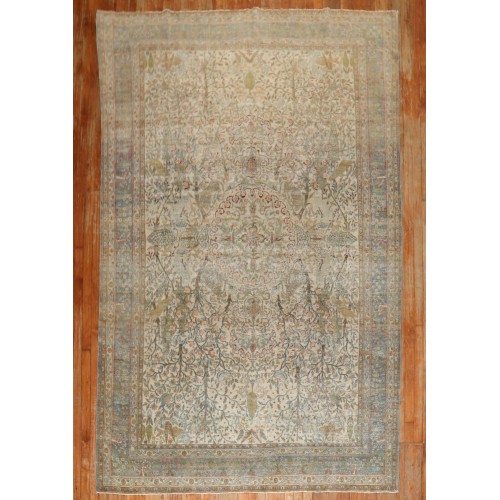 Persian Tabriz Worn Animal Pictorial Rug No. j2610