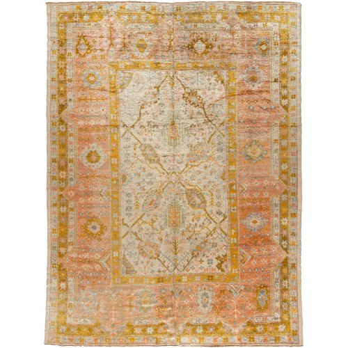 Spectacular Ivory Antique Turkish Oushak Rug No. j2621