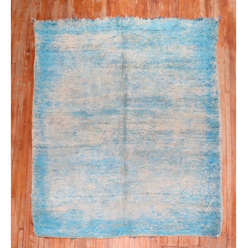 Bright Blue Moroccan Square Rug No. j2716