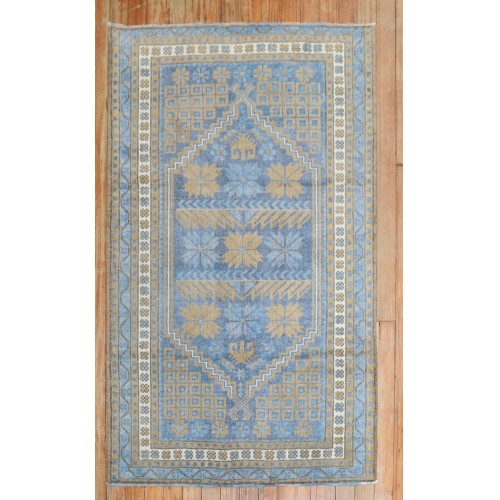 Blue Brown Turkish Scatter Tribal Rug No. j2753