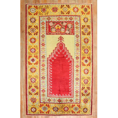 Colorful Antique Turkish Oushak Prayer Rug No. j2839