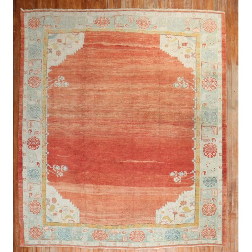 Tomato Red Antique Turkish Oushak Rug No. j2863