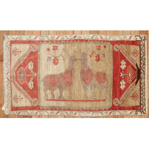 Double Deer Anatolian Mini Rug No. j2972