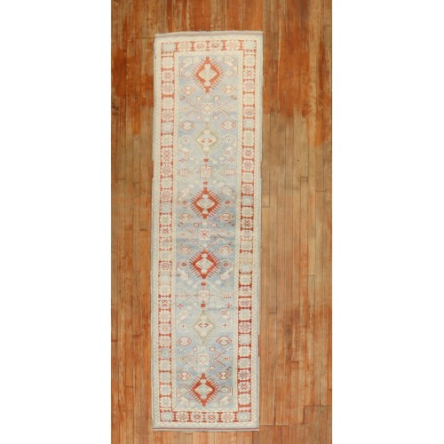 Contemporary Light Blue Turkish Runner No. j3005