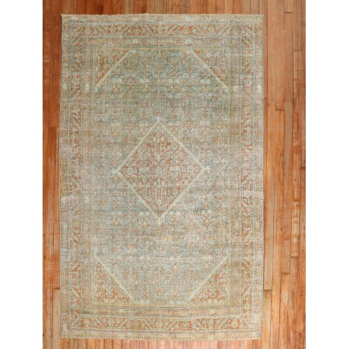 Green Peach Persian Worn Mahal Accent Rug No. j3040