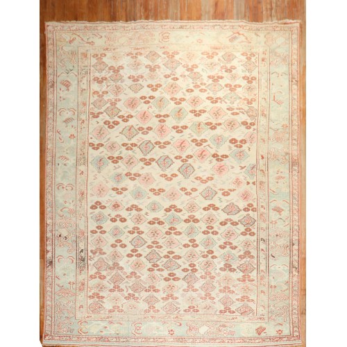 Ivory Antique Turkish Ghiordes Room Size Rug No. j3051