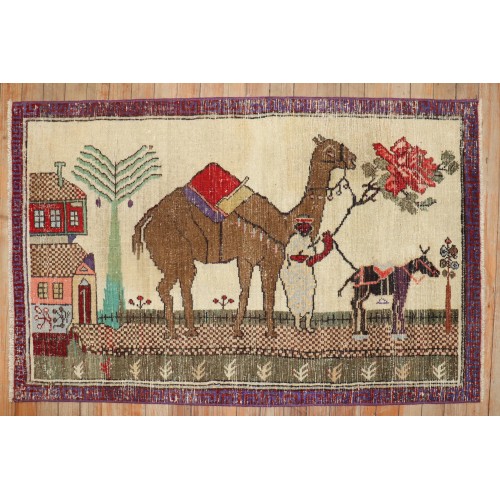 Antique Pictorial Camel & Donkey Turkish Kula No. j3114