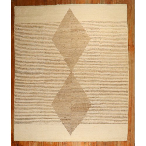 Contemporary Tulu White Brown Turkish Rug No. j3117