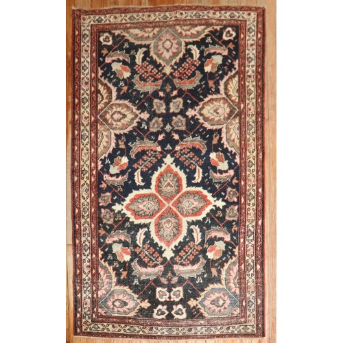 Antique Navy Mahal Accent Rug No. j3128