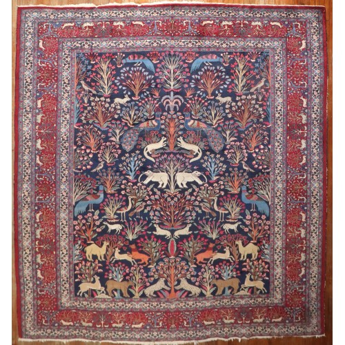 Botanical Animal Persian Meshed Rug No. j3141