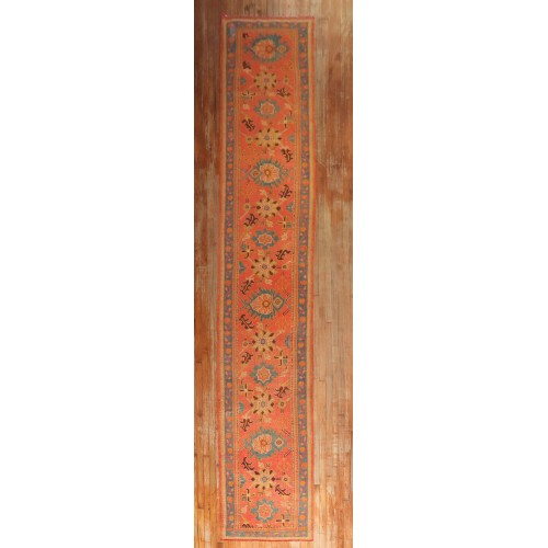 Long Orange Antique Oushak Runner No. j3147