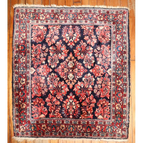 Navy Persian Sarouk Square Rug No. j3151