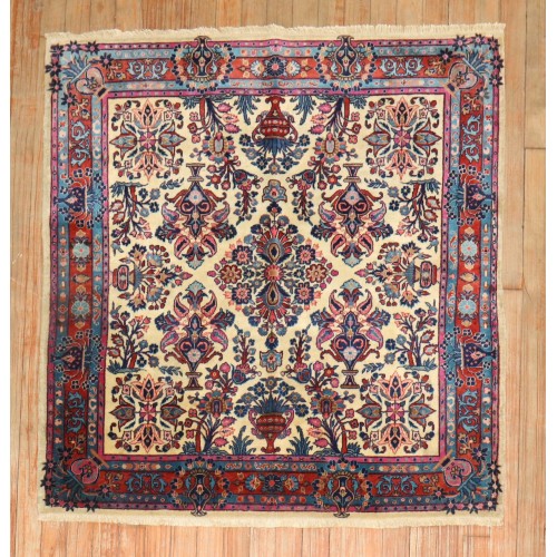 An Antique Manchester Wool Kashan Square Rug No. j3162