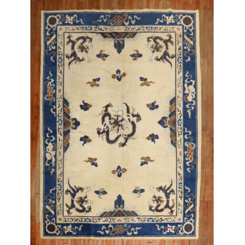 Chinese Ivory Dragon Peking Rug No. j3219