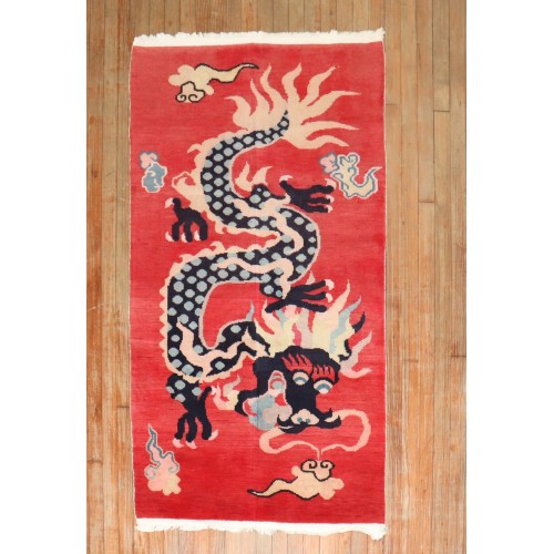 Red Dragon Tibetan Rug No. j3228