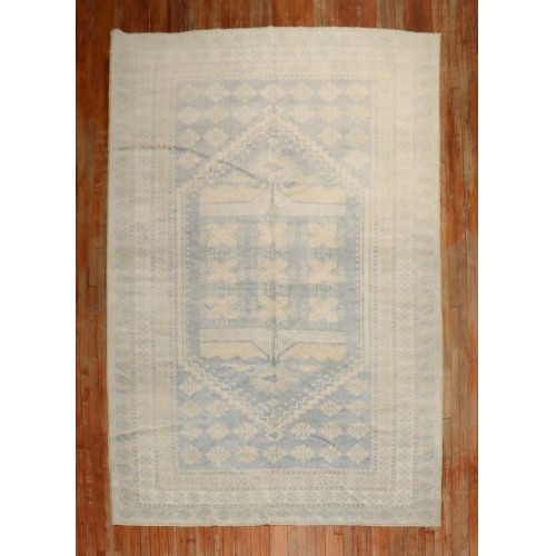 Blue Cream Vintage Turkish Rug No. j3272