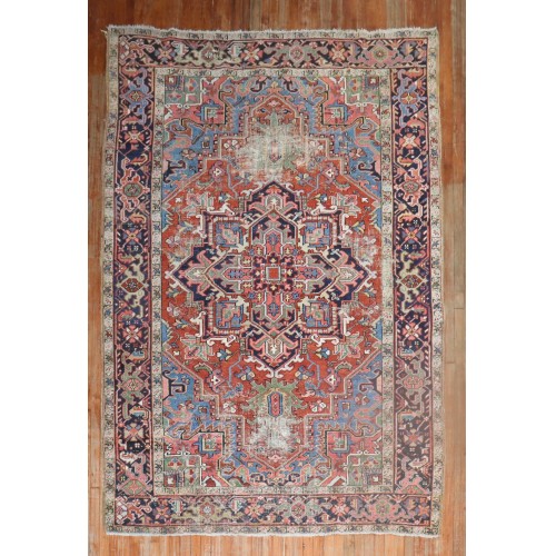 Worn Antique Persian Heriz Rug No. j3315