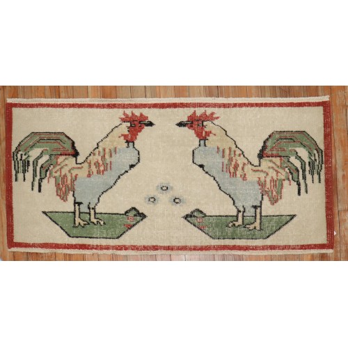 Vintage Turkish Rooster Mat No. j3354