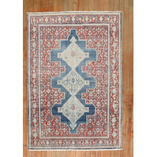 Ink Blue Red Antique Senneh Rug No. j3431