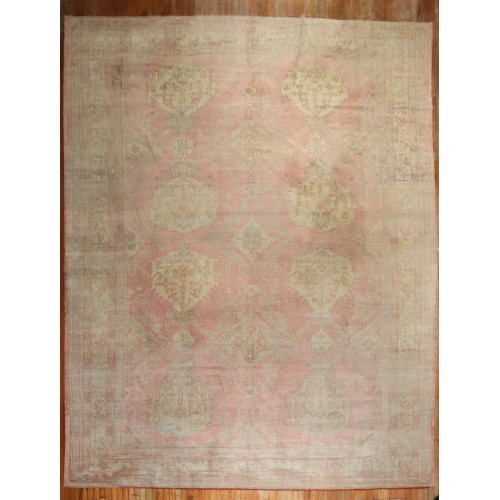 Large Pink Antique Turkish Oushak Rug No. j3544