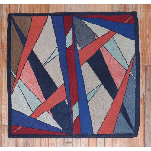 Antique abstract Hooked Rug No. j3545