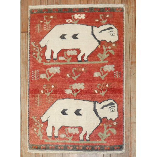 Red Vintage Turkish Lamb Rug No. j3695