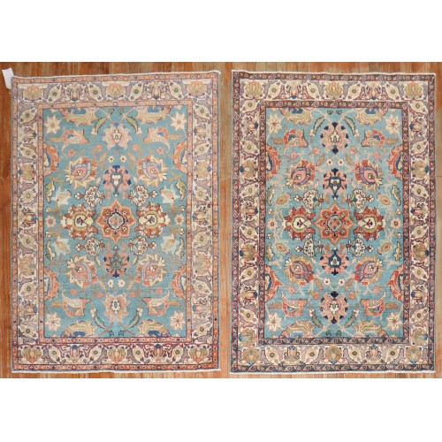 Pair of Teal Persian Tabriz Rugs No. j3704