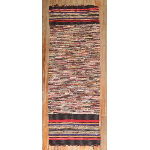 Silk Rag Rug Runner No. j3730