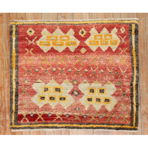 Square Mini Red Turkish Rug No. j3761